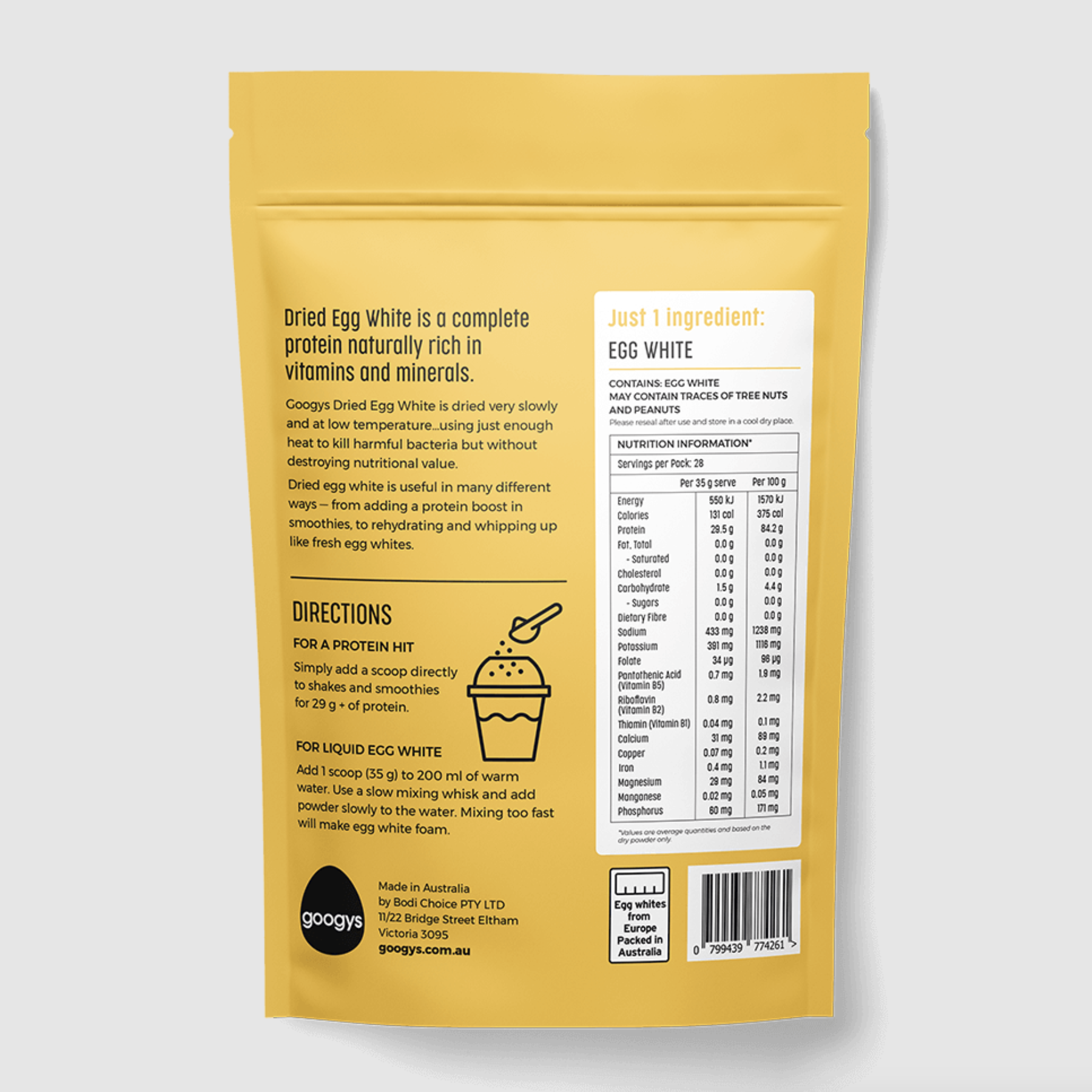 Pure Egg White Protein Powder 1KG - Googys